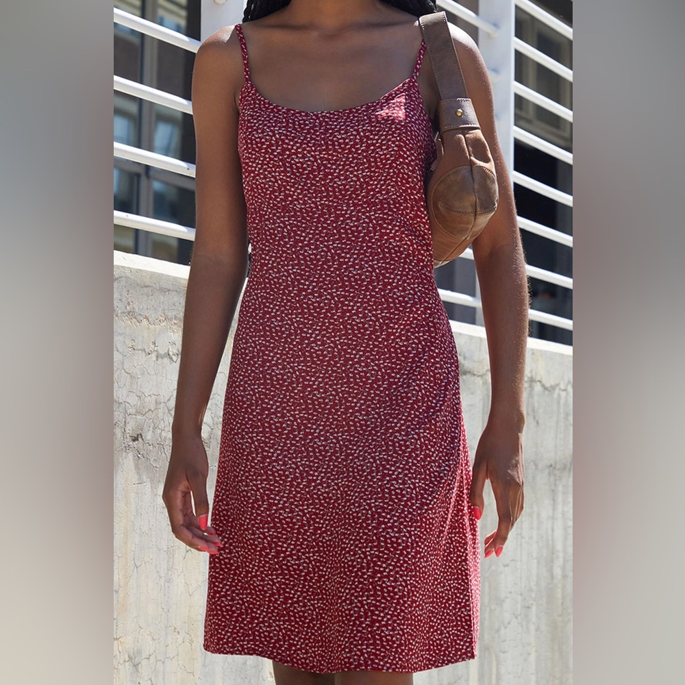 Brandy Melville Burgundy Floral Slip Dress